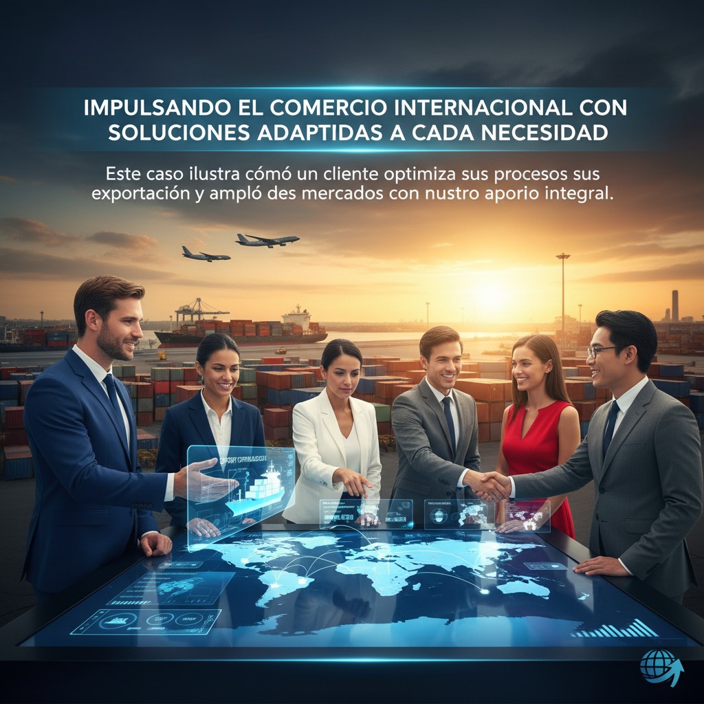 Impulsando el comercio internacional con soluciones adaptadas a cada necesidad.Este caso ilustra cómo un cliente optimizó sus procesos de exportación y amplió sus mercados con nuestro apoyo integral.